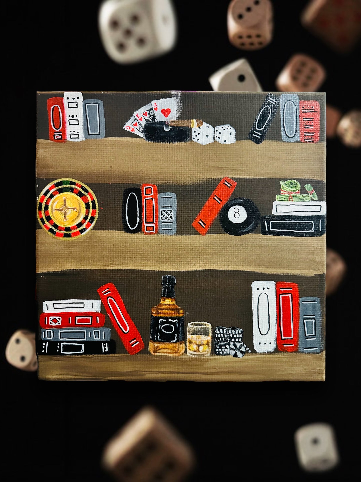Casino Shelf 14x14 canvas painting