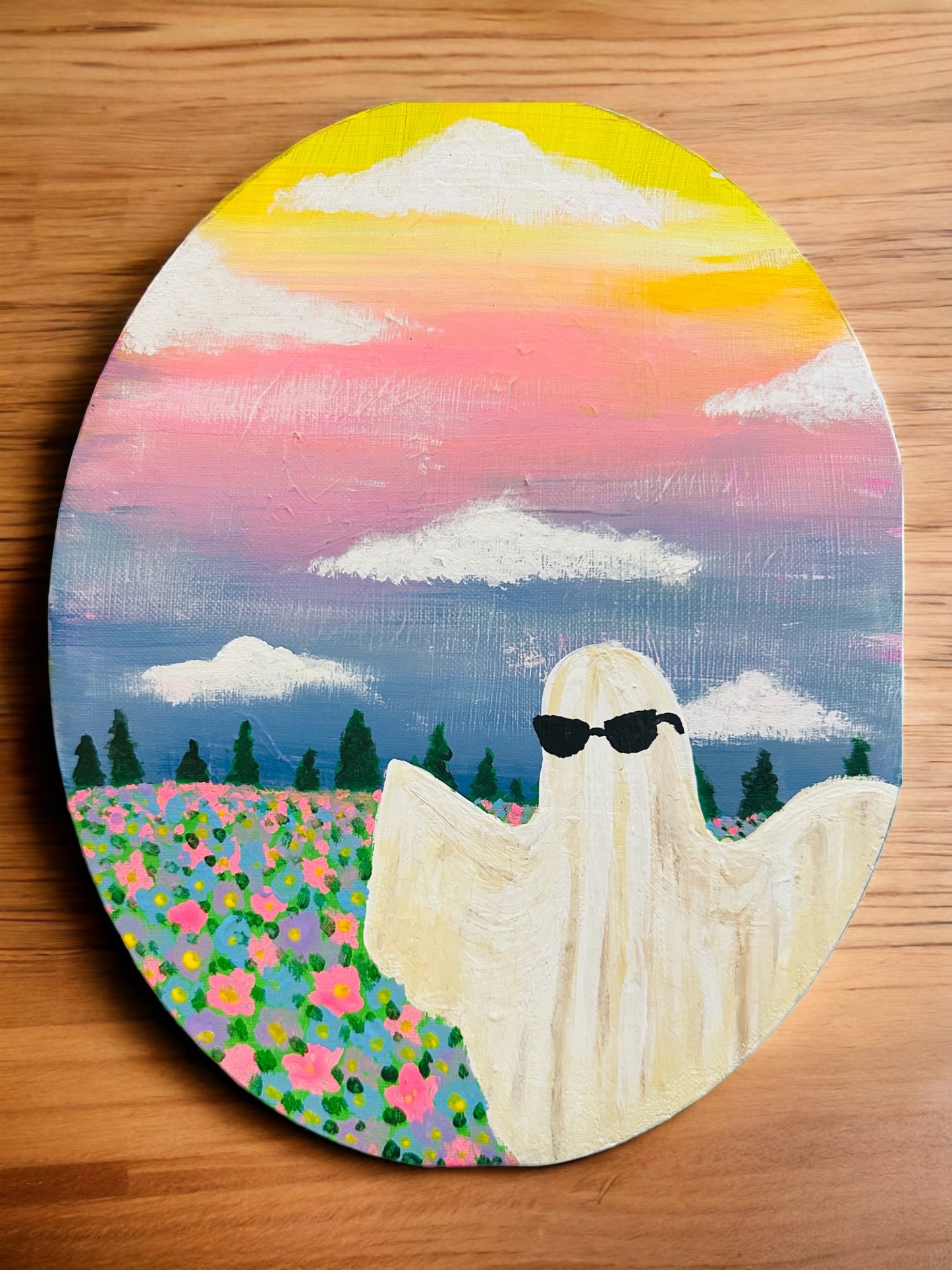 Ghost with Sunny’s Oval 8x10 canvas painting