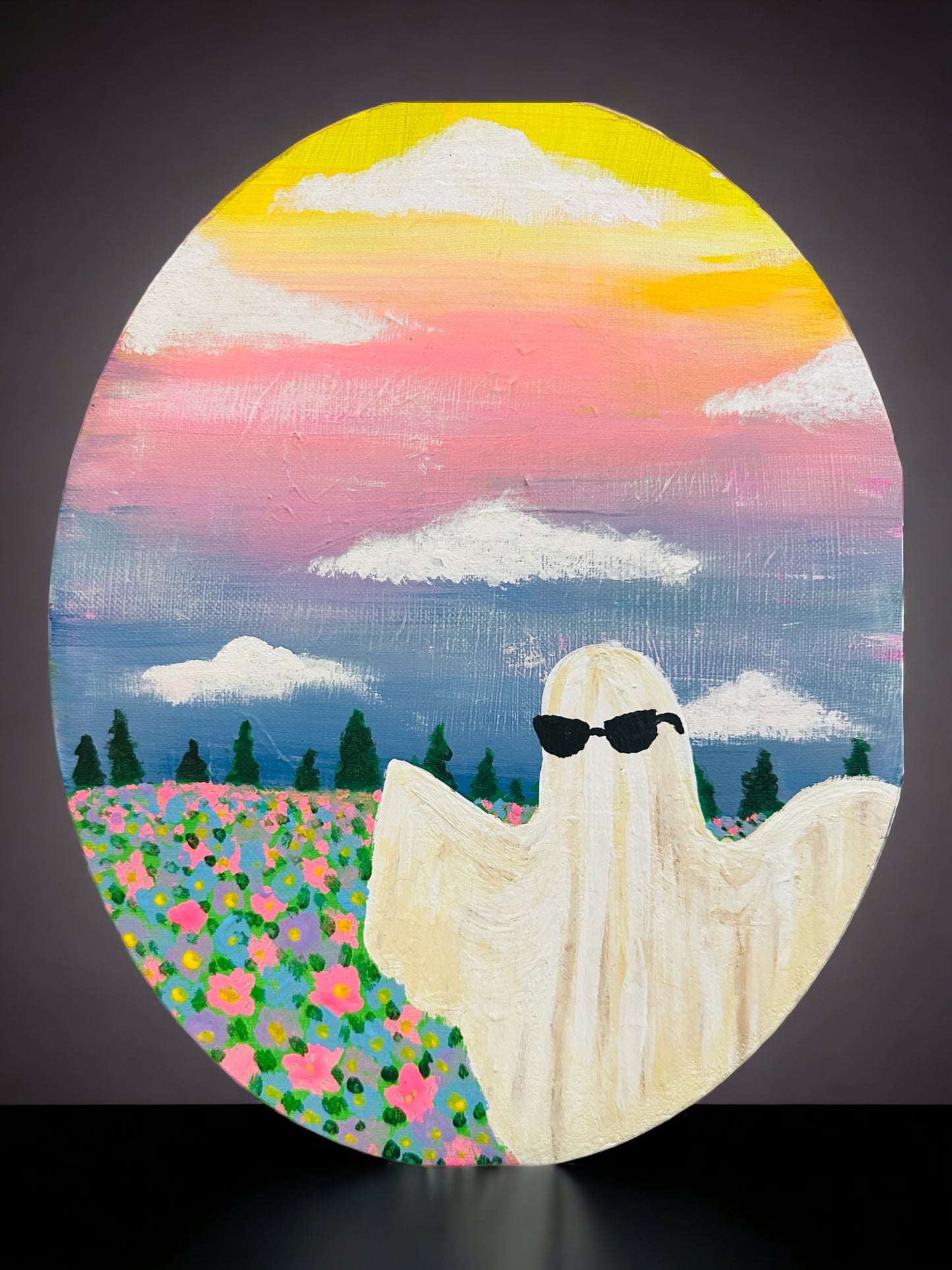 Ghost with Sunny’s Oval 8x10 canvas painting