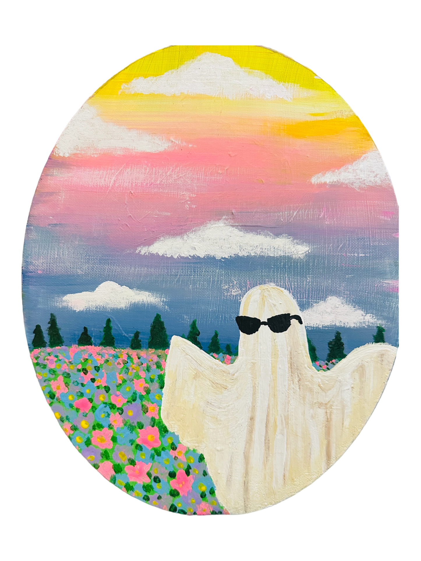 Ghost with Sunny’s Oval 8x10 canvas painting