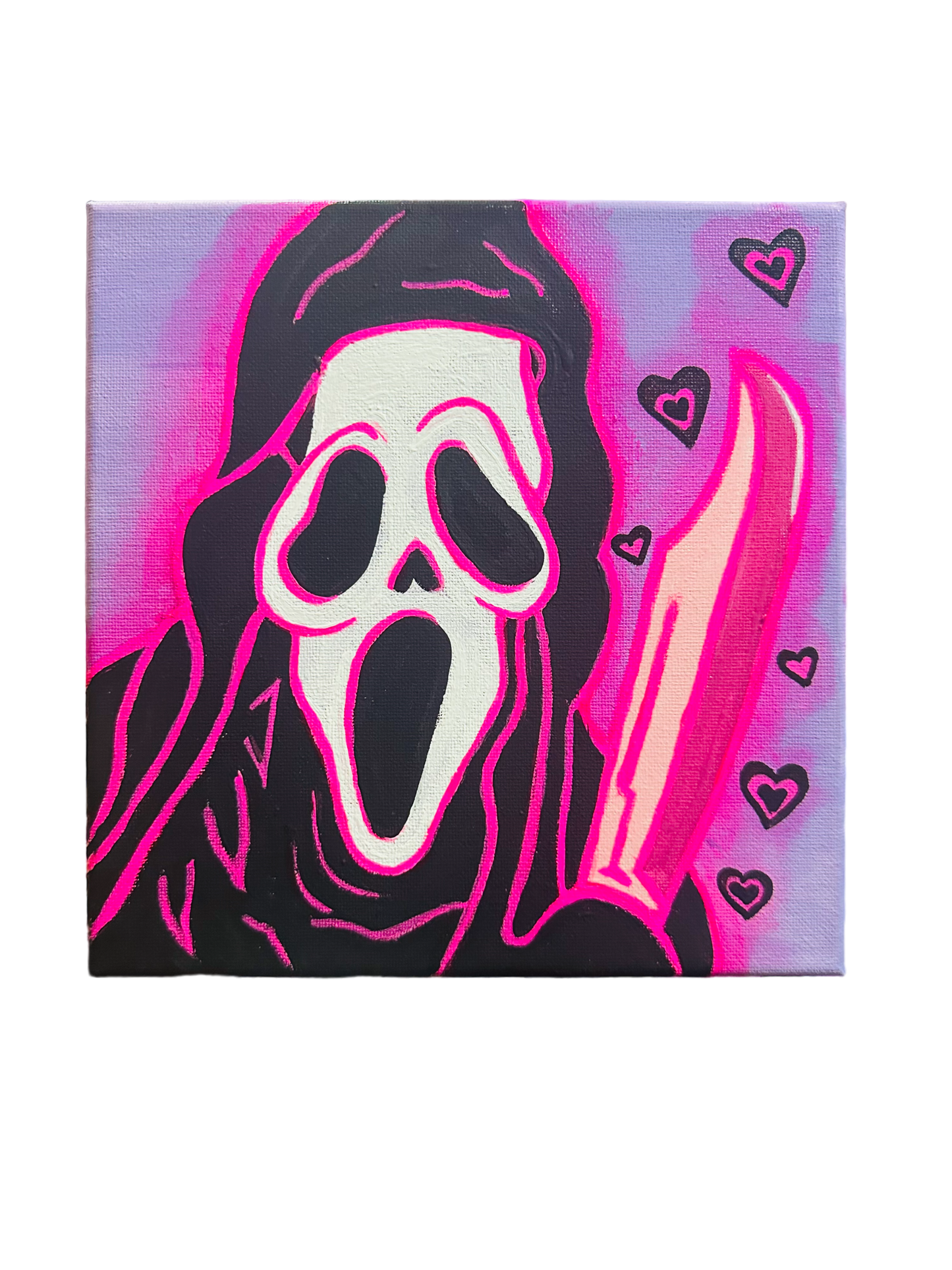 Ghost face but make it girly 8x8 canvas painting