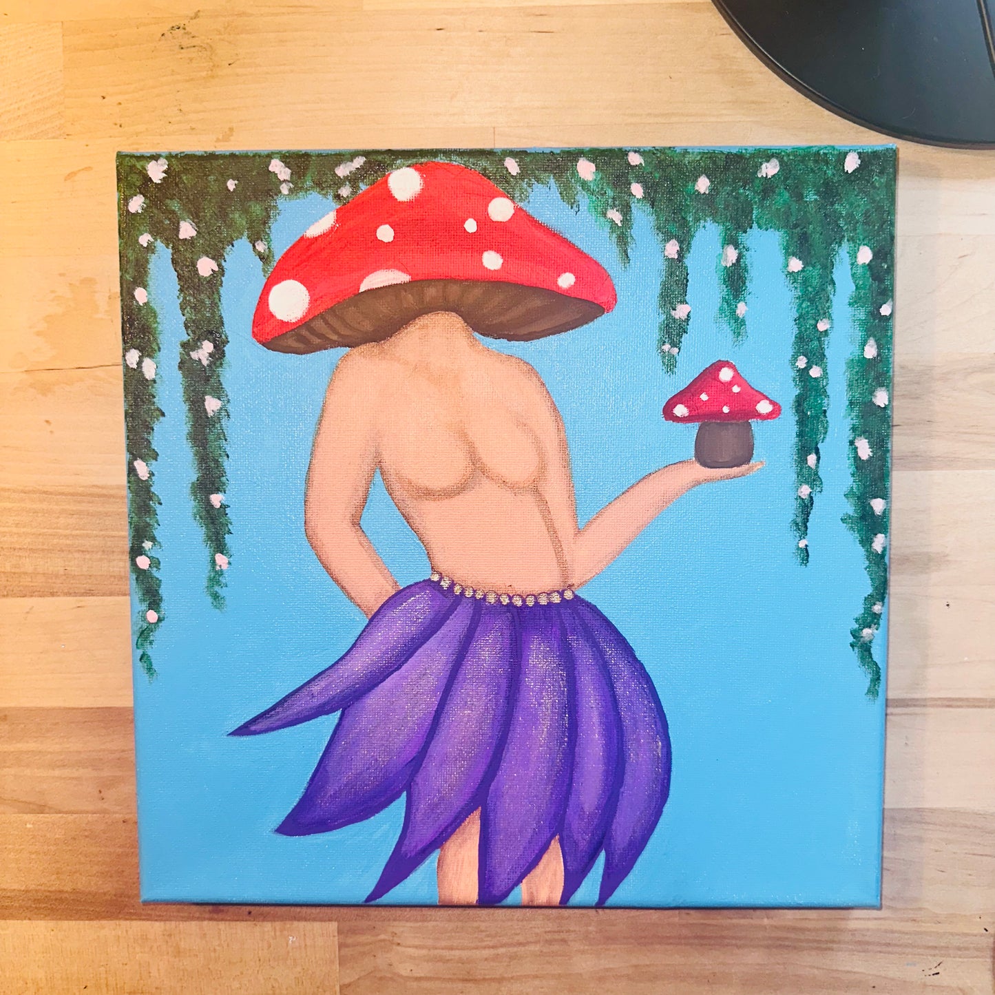 Mushroom Lady Iridescent Painting Canvas