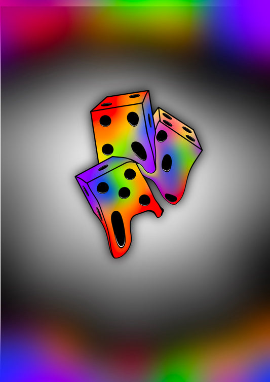 Rainbow Melting Dice Print