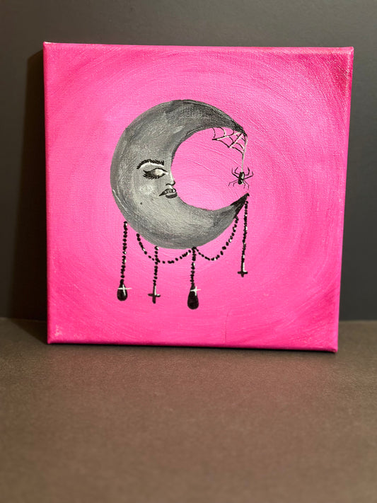 Femme pink moon painting