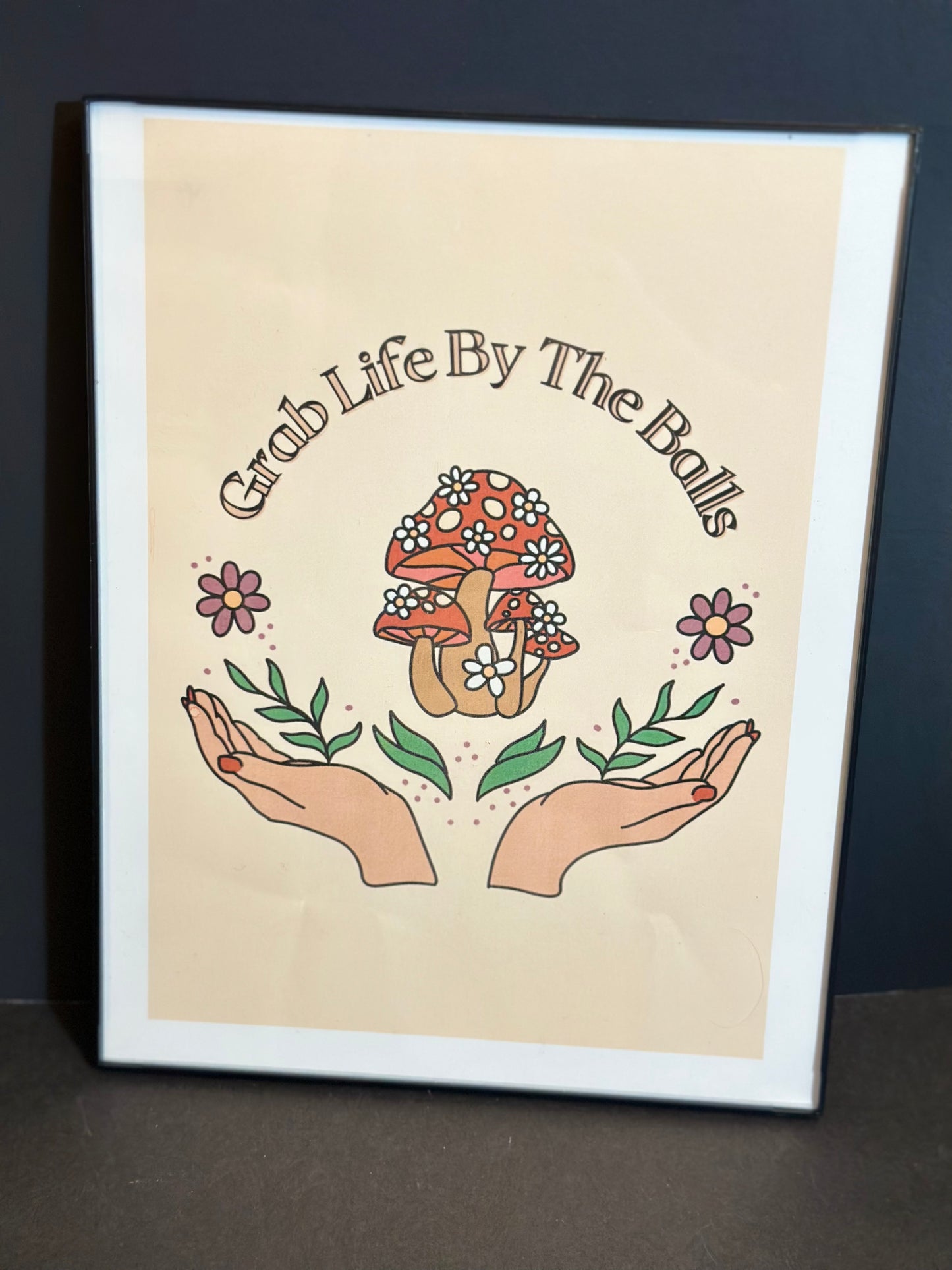 Grab life by the balls framed art print