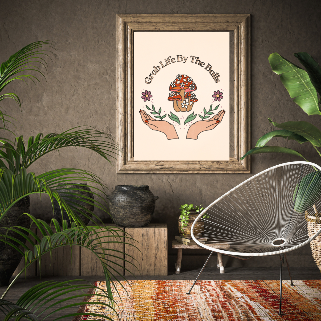 Grab life by the balls framed art print