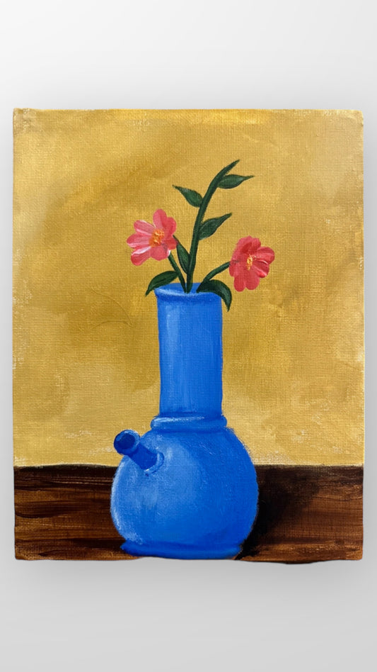 Flower bong canvas painting 8x10