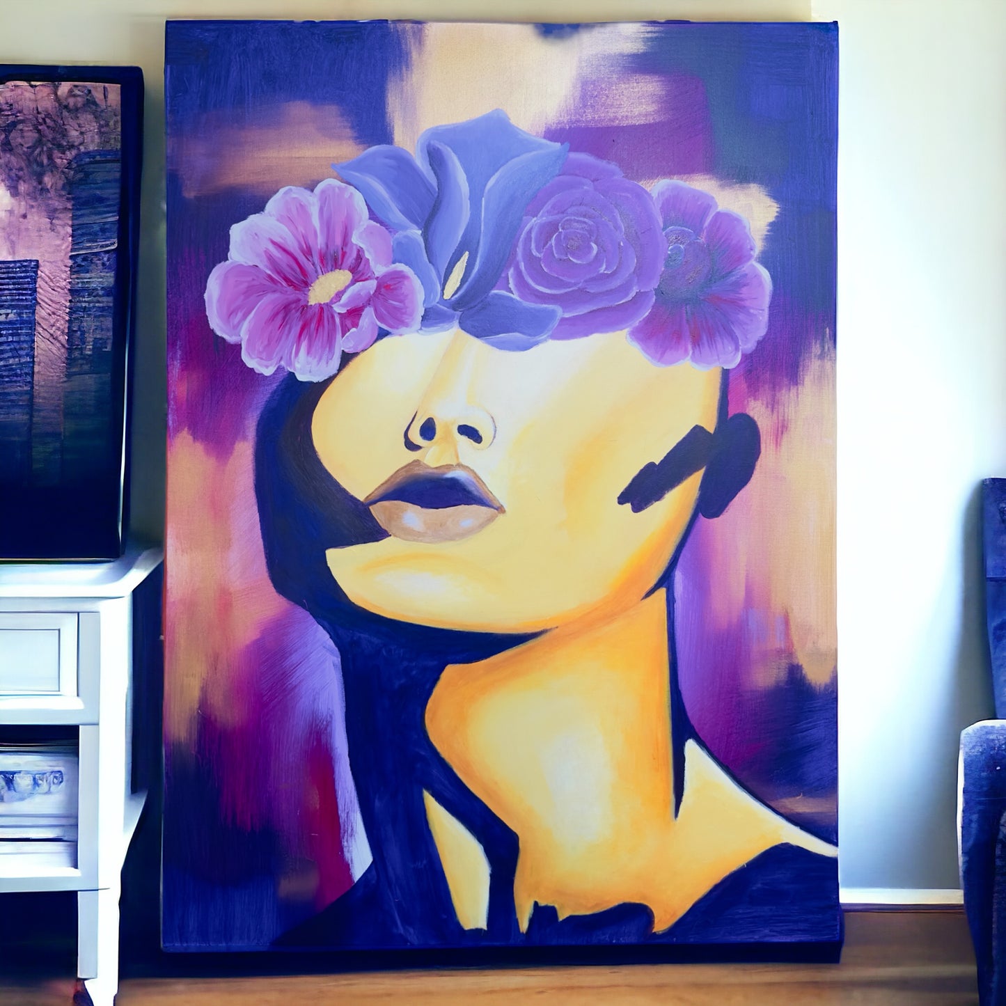 Purple and gold 3ftx4ft Painting on canvas