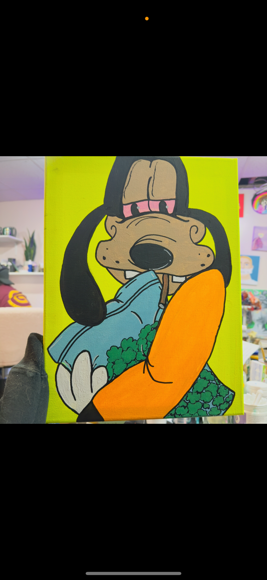 Goofy Inspired High Cartoon Collection Painting on Canvas 12x16