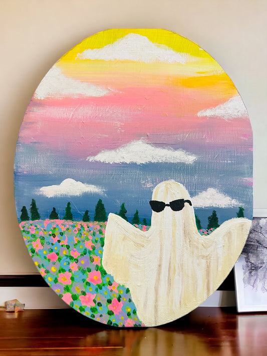 Ghost with Sunny’s Oval 8x10 canvas painting