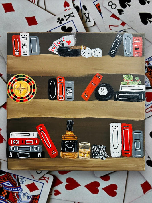 Casino Shelf 14x14 canvas painting