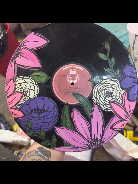 Floral Painted record non canvas art