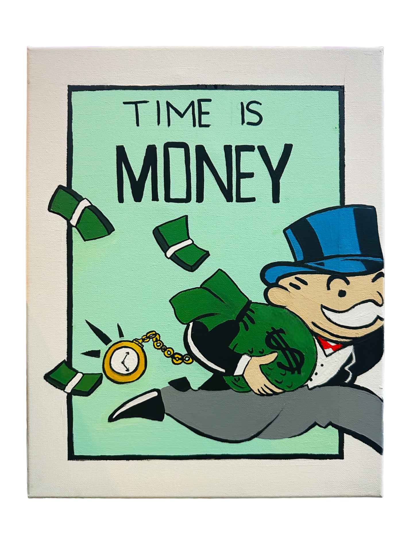 Mr.Monopoly Time is Money Painting on 11x16 canvas