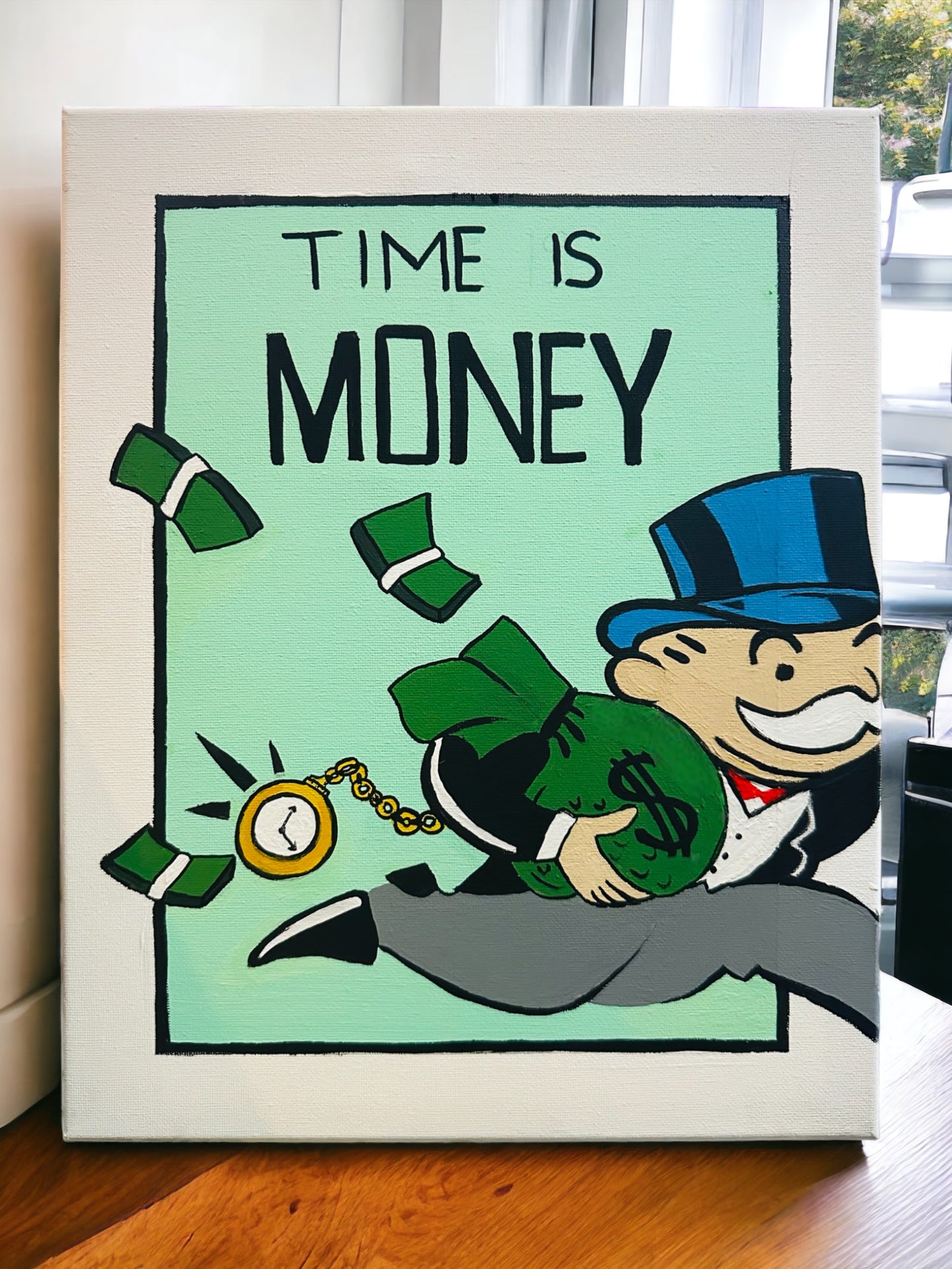 Mr.Monopoly Time is Money Painting on 11x16 canvas