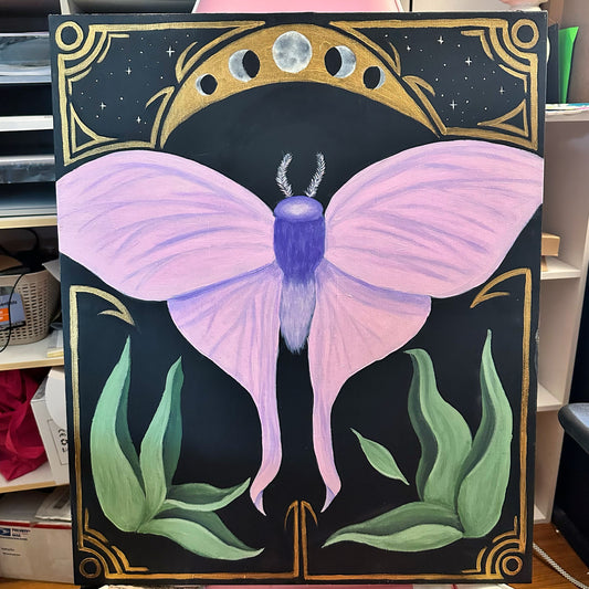 Luna moth 20x24 canvas painting