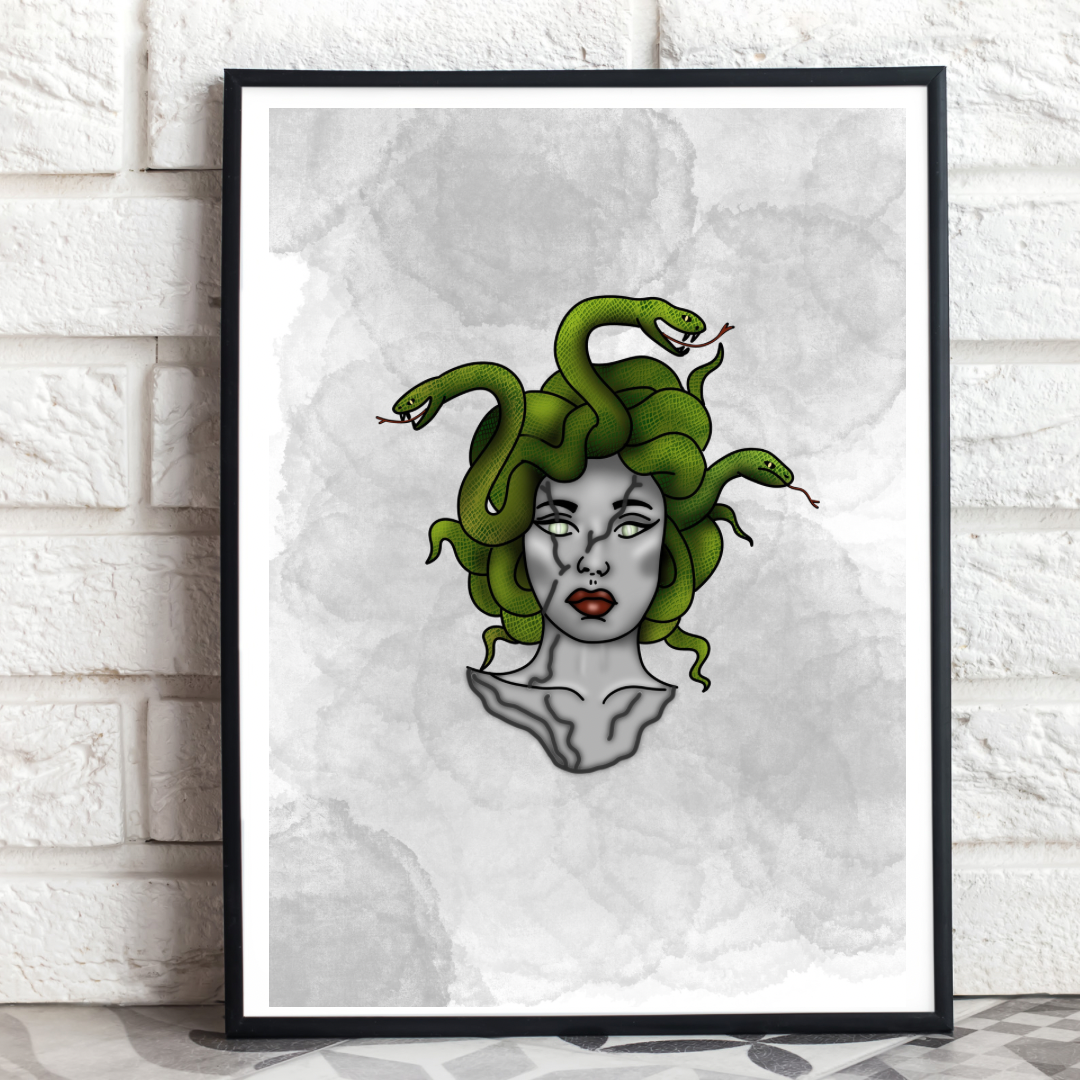 Medusa Inspired Print Art Deco Wall Hanging