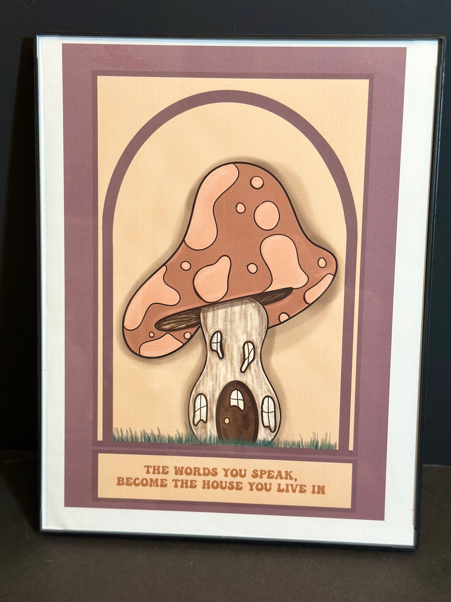 Mushroom house framed art print