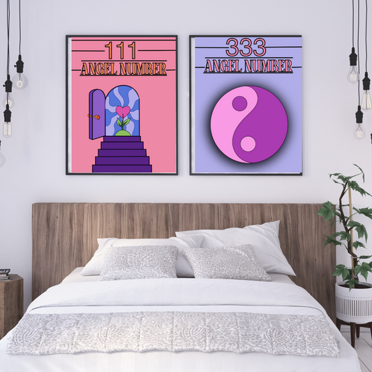 Angel number 2 piece framed art print set