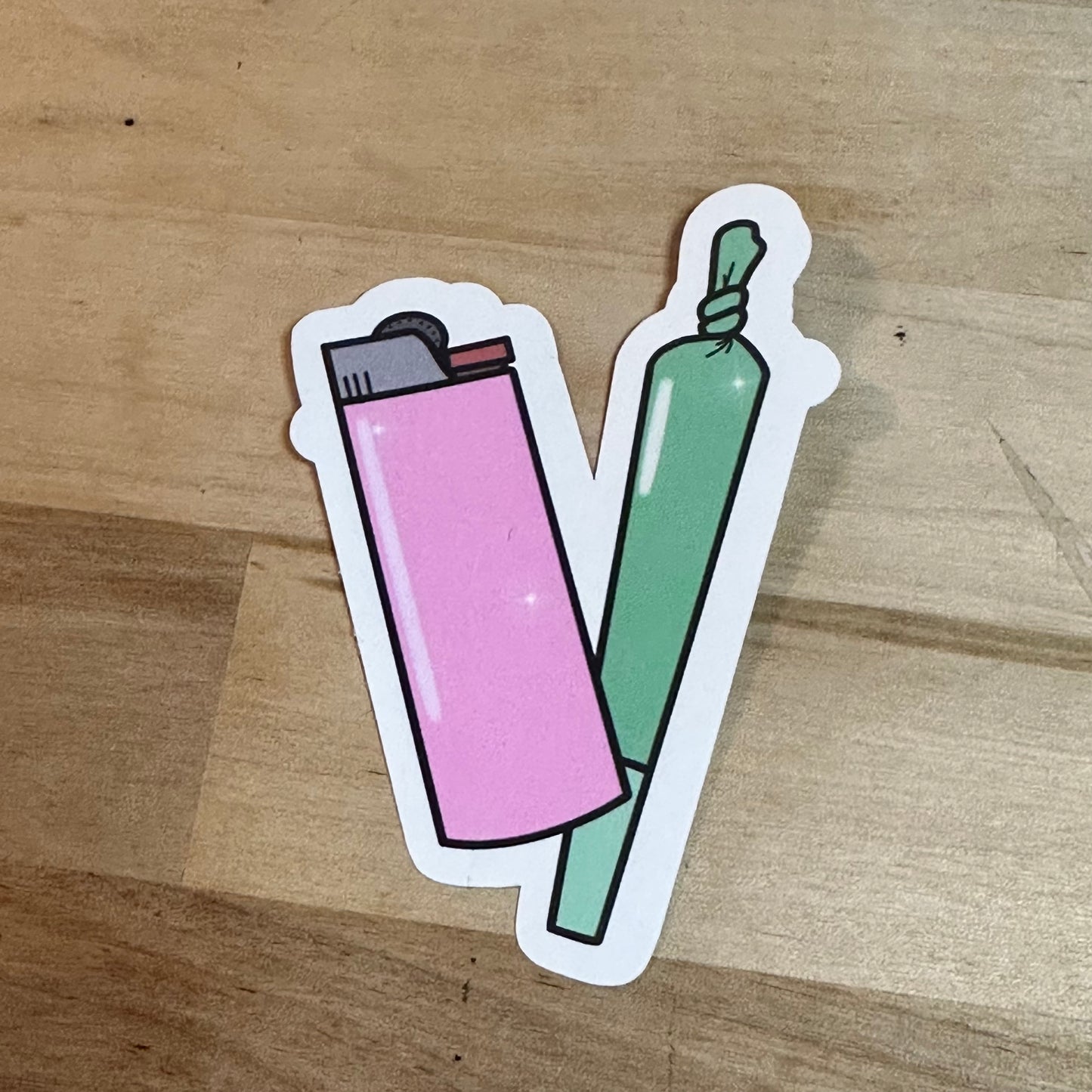 Pink lighter and joint sticker