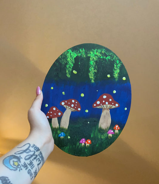 Mushroom oval painting
