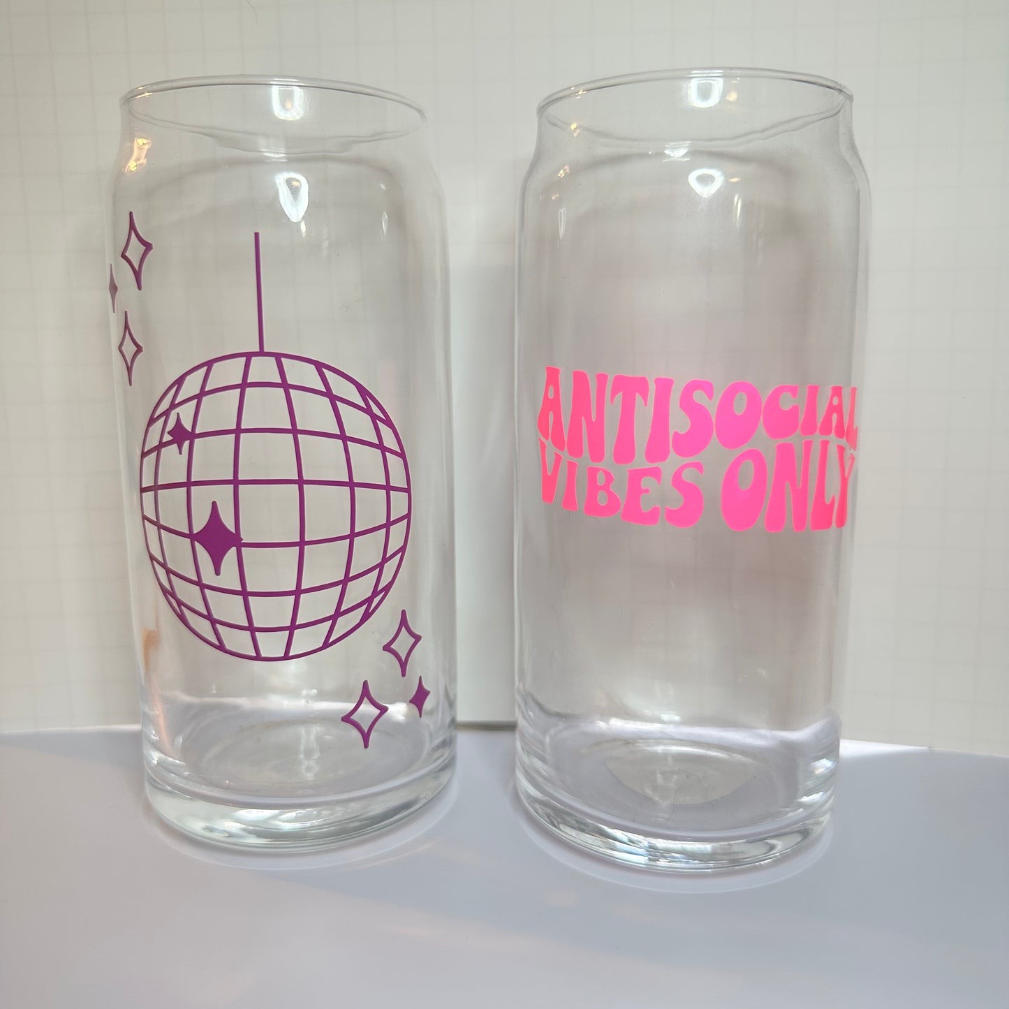 Antisocial and Disco Glass Can Set